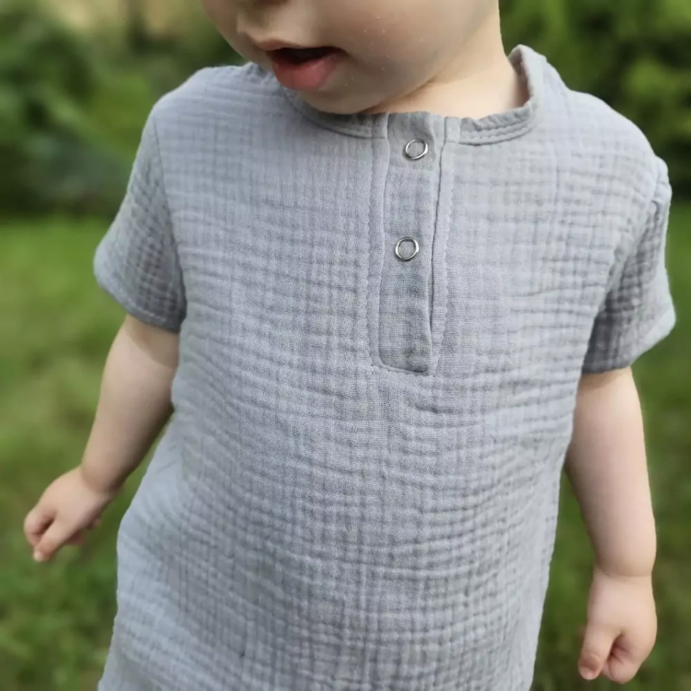 Dětské mušelínové triko krátký rukáv - šedá
