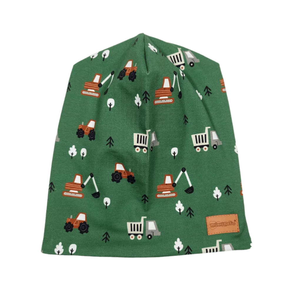 Dětská homeless čepice - Traktor a bagr