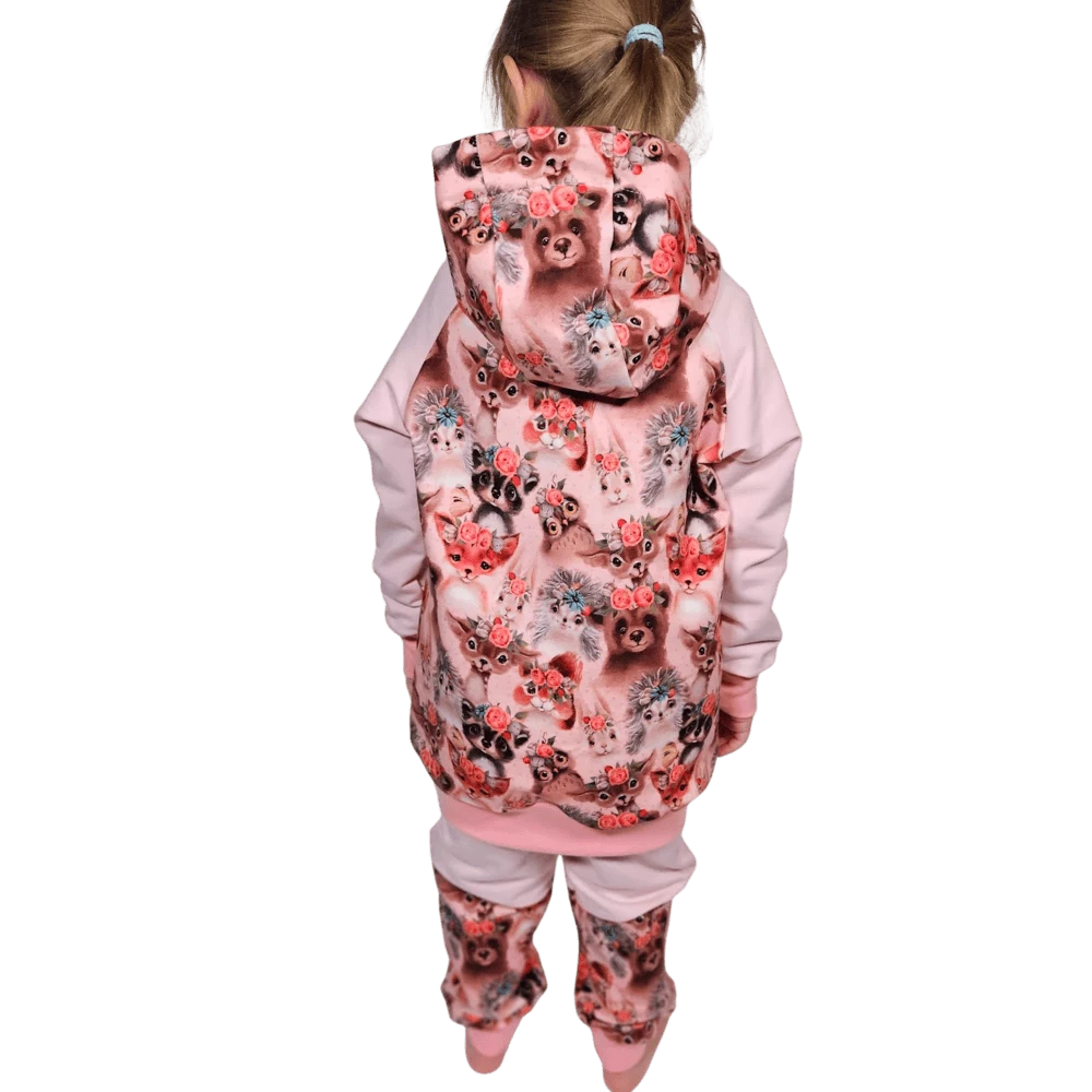 Prodloužená dětská mikina s kapucí - Zvířátka medvědi holčičky