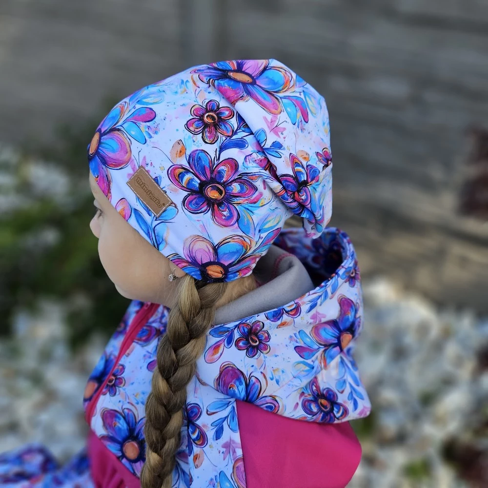 Dětská homeless čepice - pastelové květy