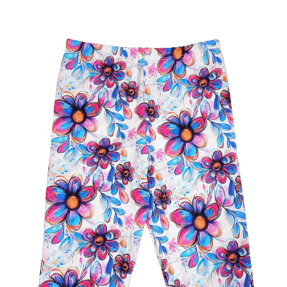 Dětské legíny - pastelové květy