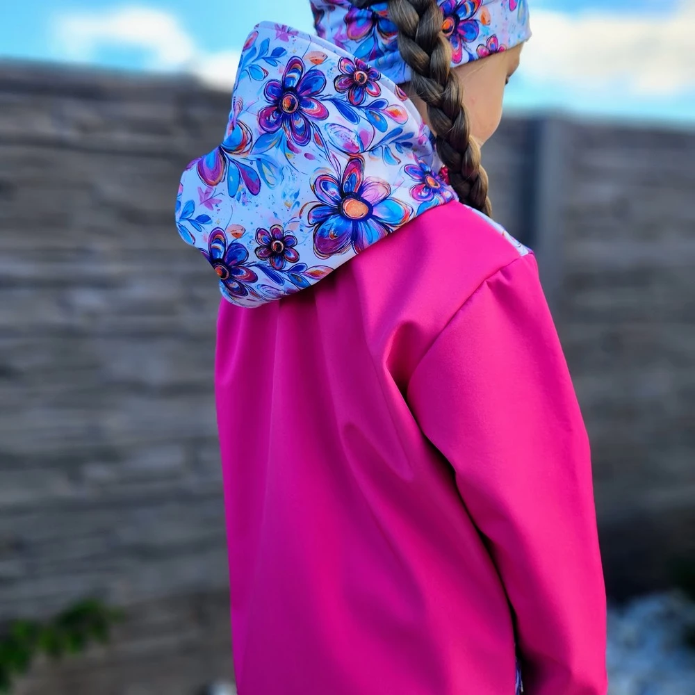 Dětská softshellová bunda - Pastelové květy