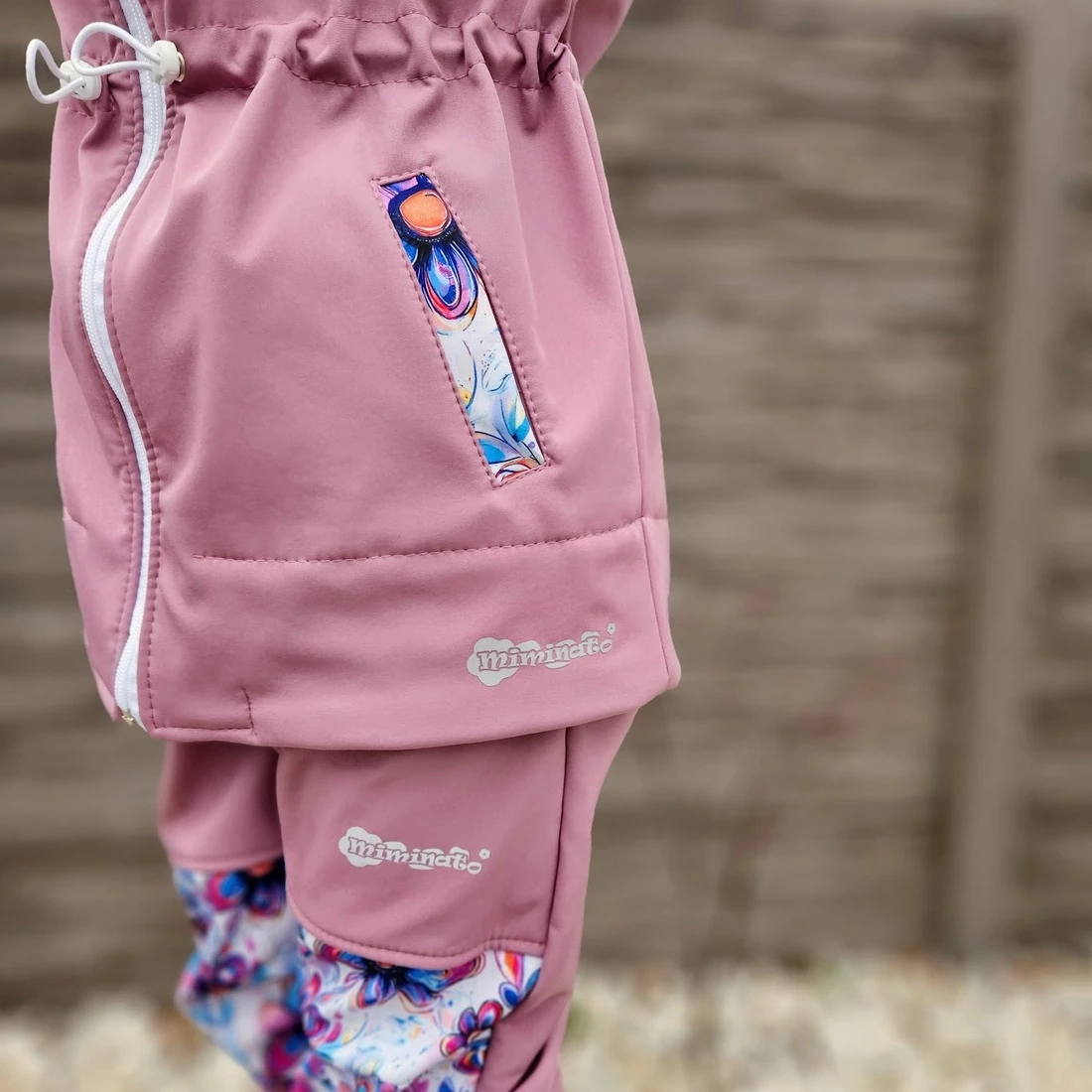 Dětská softshellová parka - Pastelové květy lila