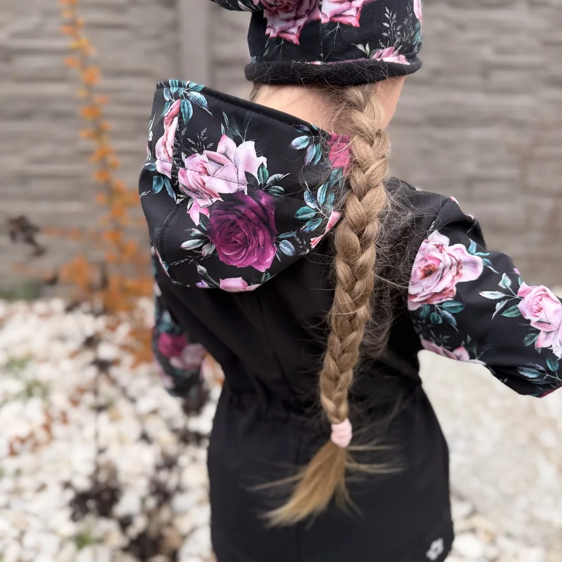 Dětská softshellová parka - Růže černá