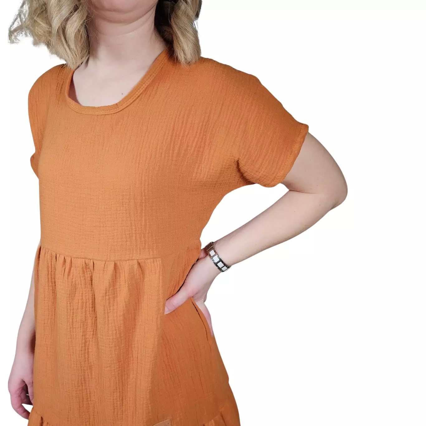 Dámské mušelínové šaty Me & Mini - Karamelová