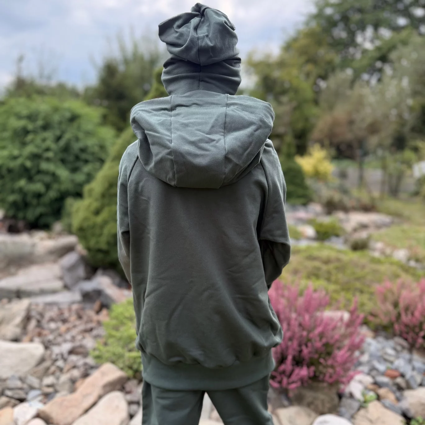 Dětská mikina s kapucí - Zelená khaki