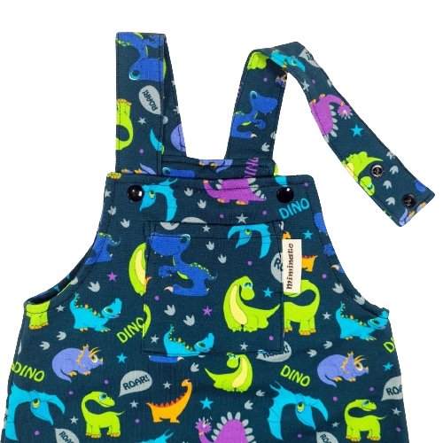 Dětské laclové kalhoty - barevní dinosauři