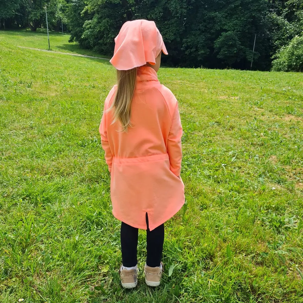 Dívčí mikina "parka" - neonově oranžová
