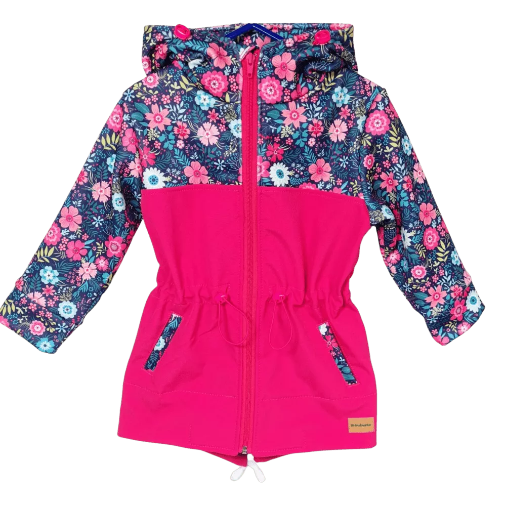 Dětská softshellová parka - barevné kytičky