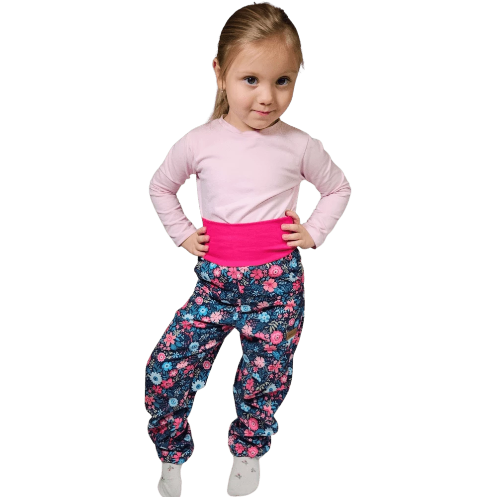 Dětské softshellové kalhoty - luční kvítí