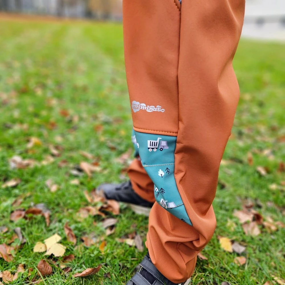 Dětské softshellové kalhoty - Traktor a bagr