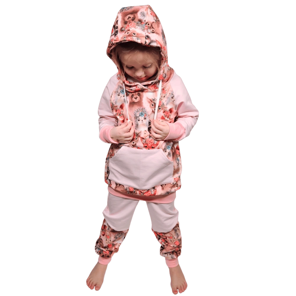 Prodloužená dětská mikina s kapucí - Zvířátka medvědi holčičky