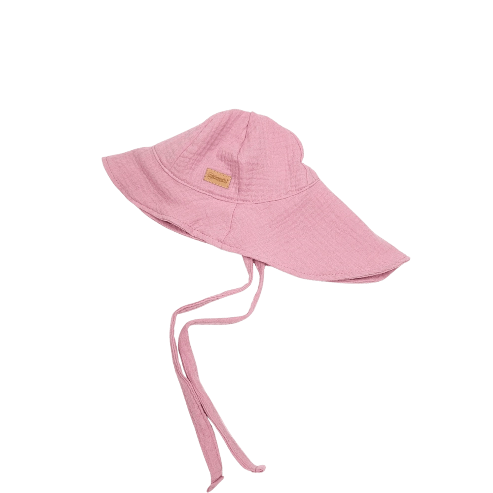 Dětský mušelínový klobouk - starorůžová