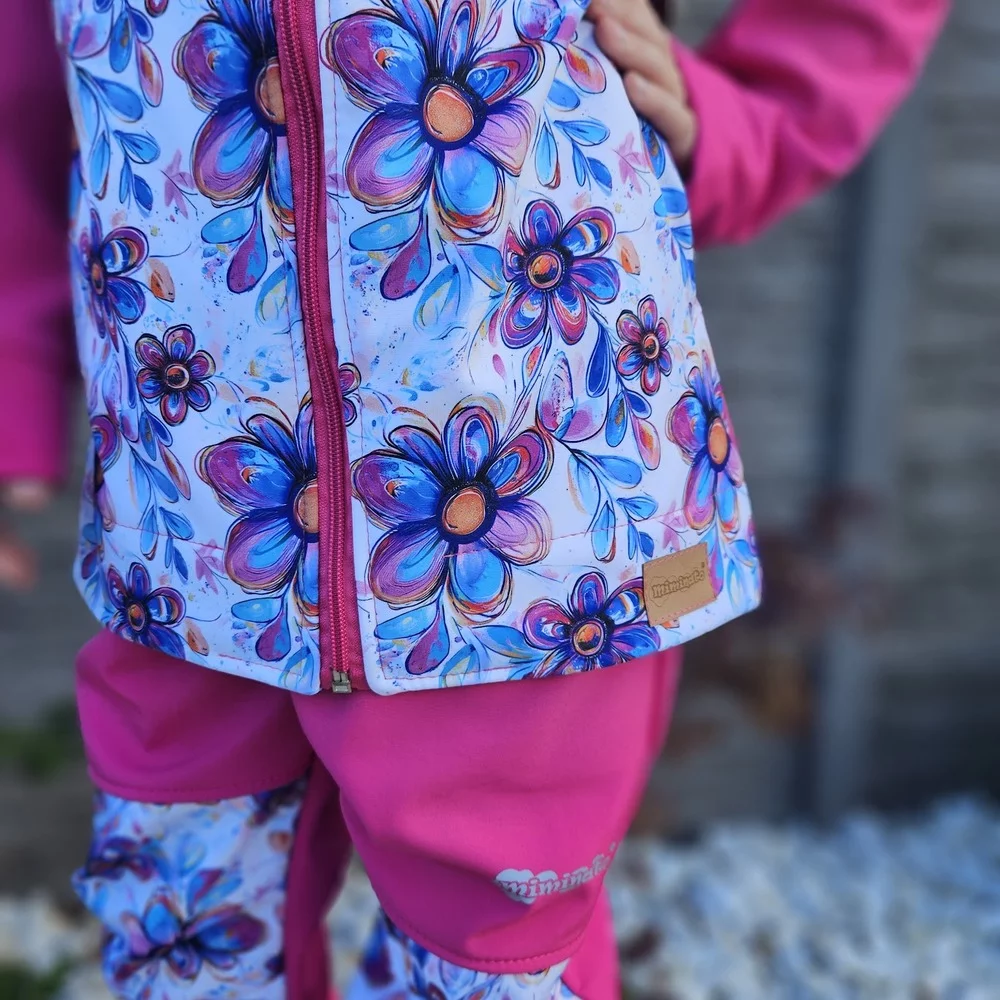 Dětská softshellová bunda - Pastelové květy