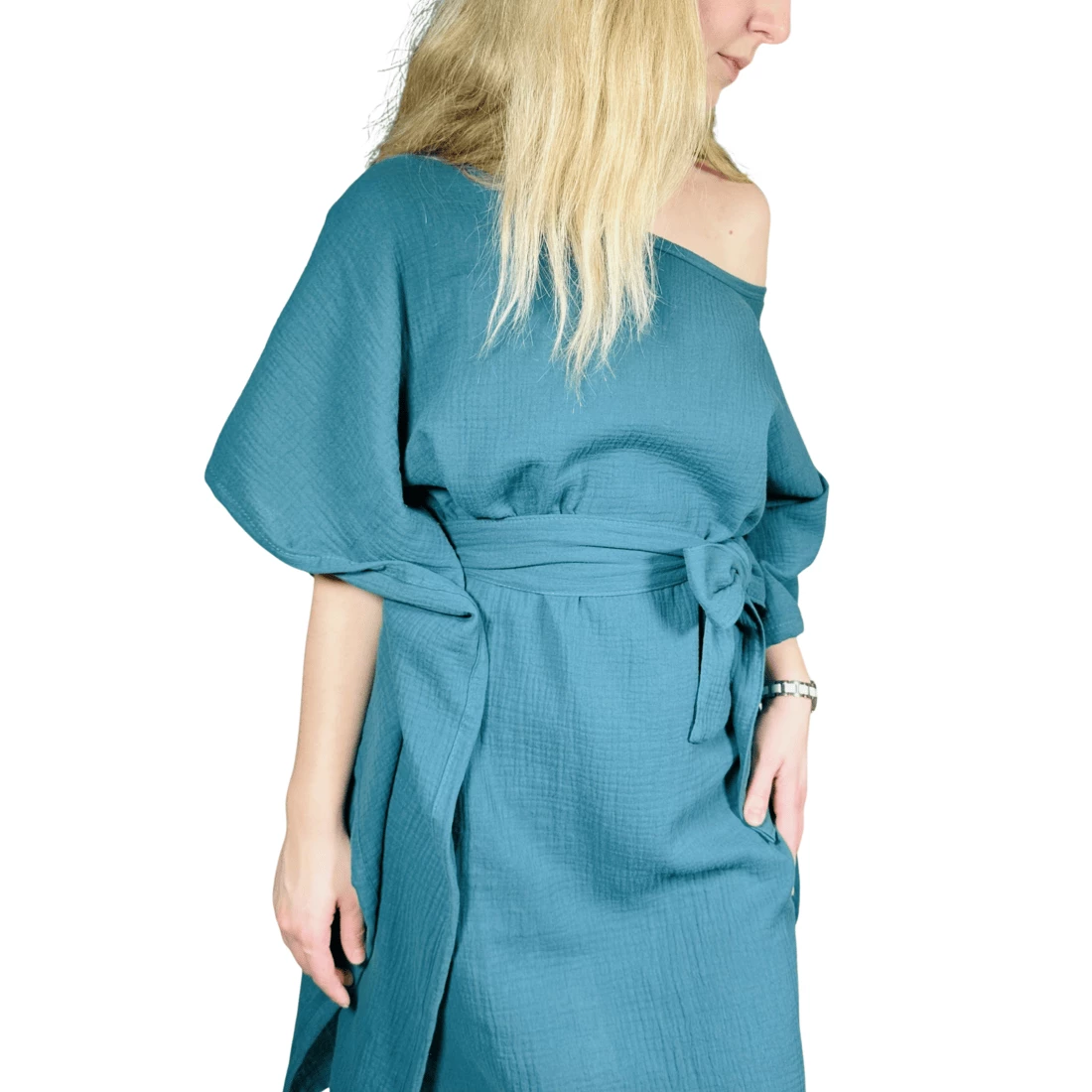 Dámské mušelínové šaty Everyday love - petrolejová zelená