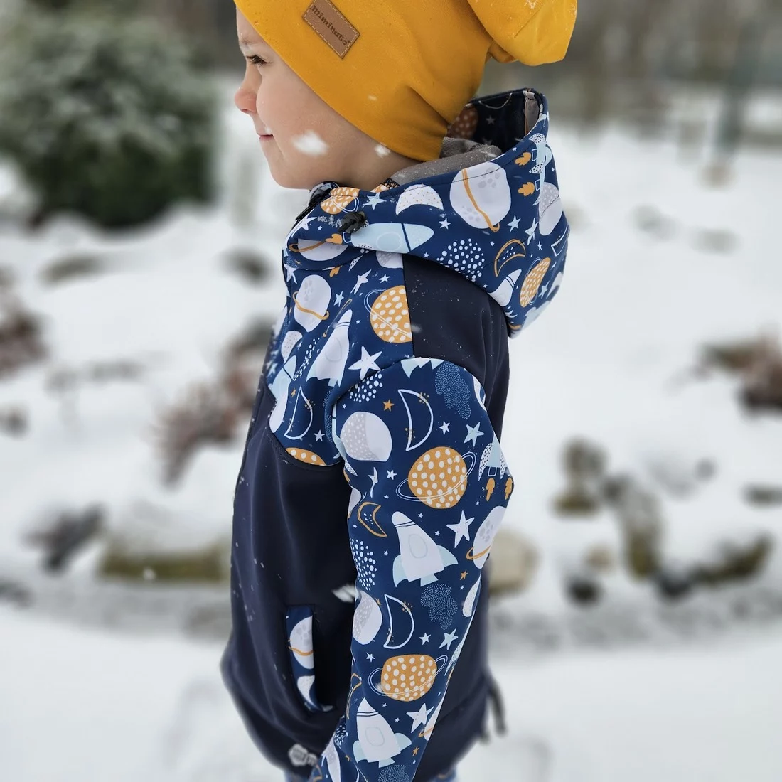 Dětská softshellová bunda "parka"- Planety a rakety