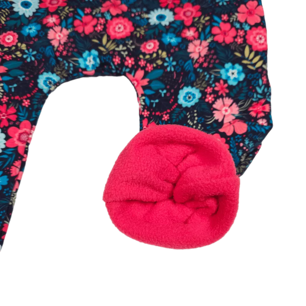 Dětské laclové kalhoty zateplené - barevné kytičky