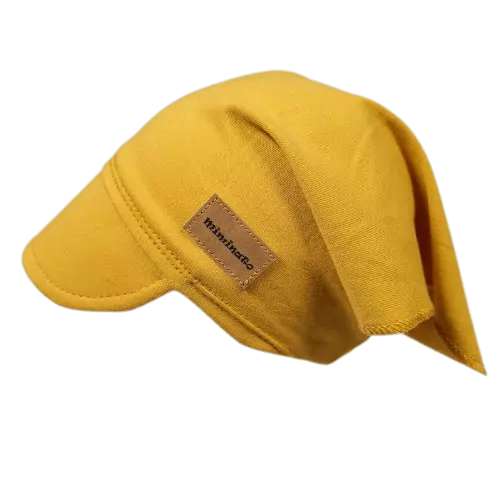 Dětský šátek na hlavu s kšiltem - hořčice