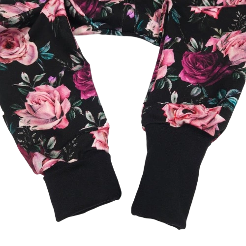 Dětský rostoucí teplákový overal - růže černá