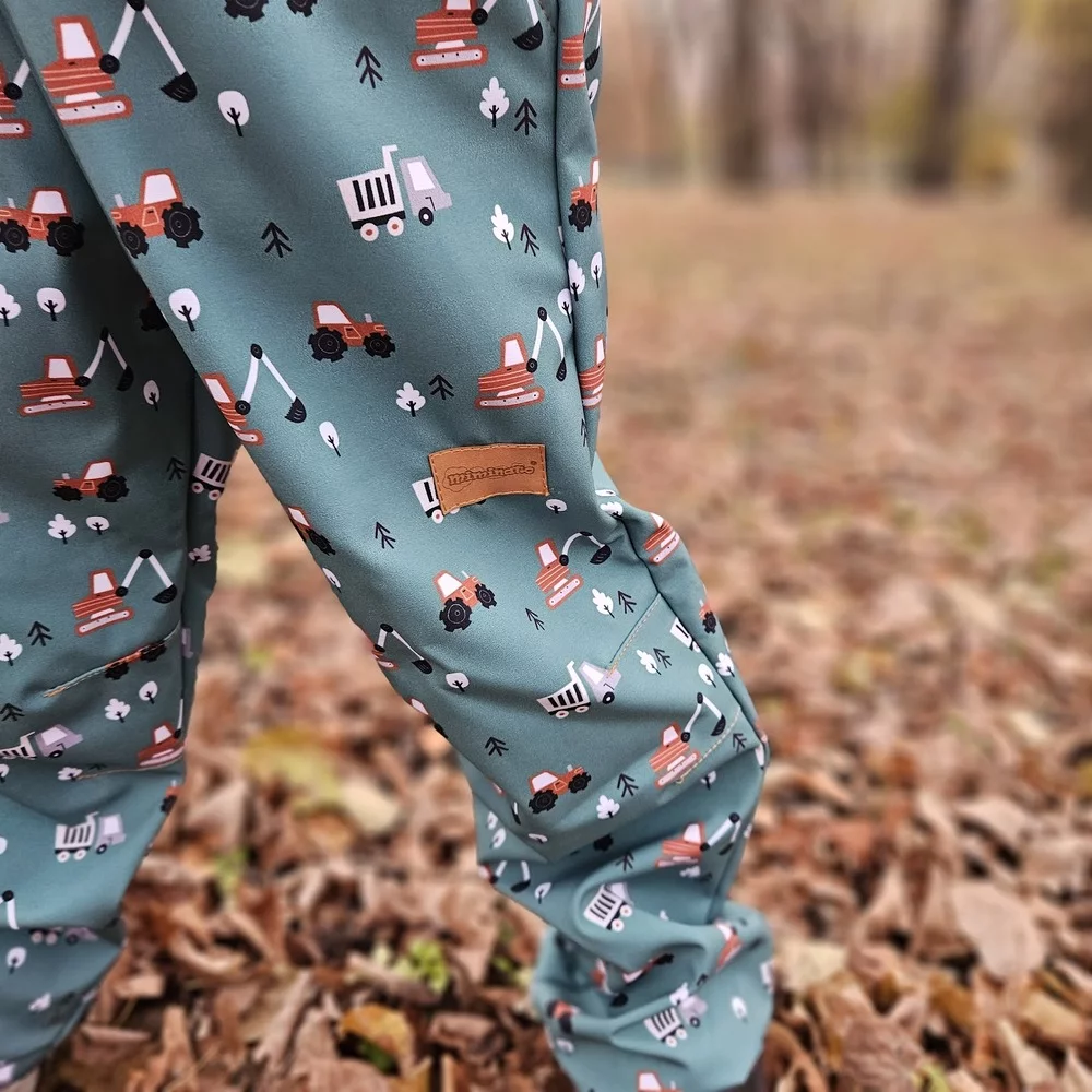 Dětské softshellové kalhoty - Traktor a bagr