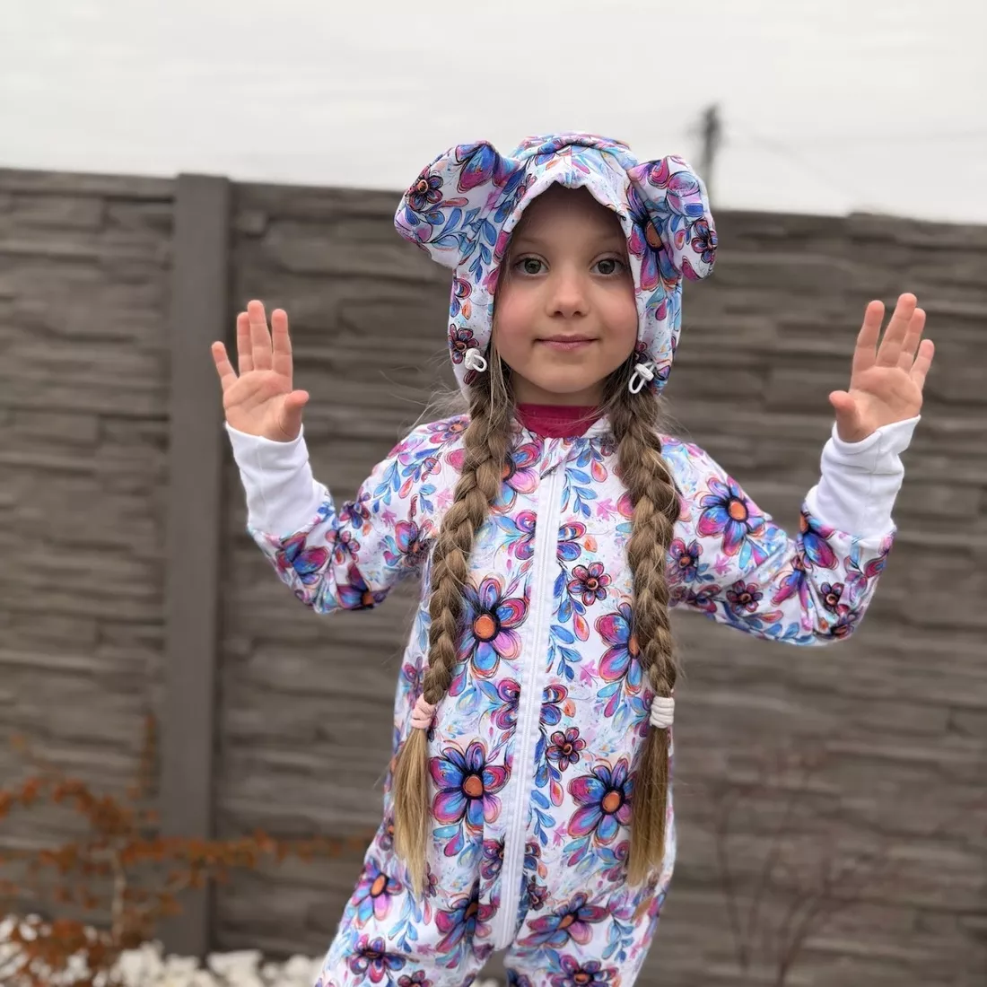 Dětský rostoucí teplákový overal - pastelové květy