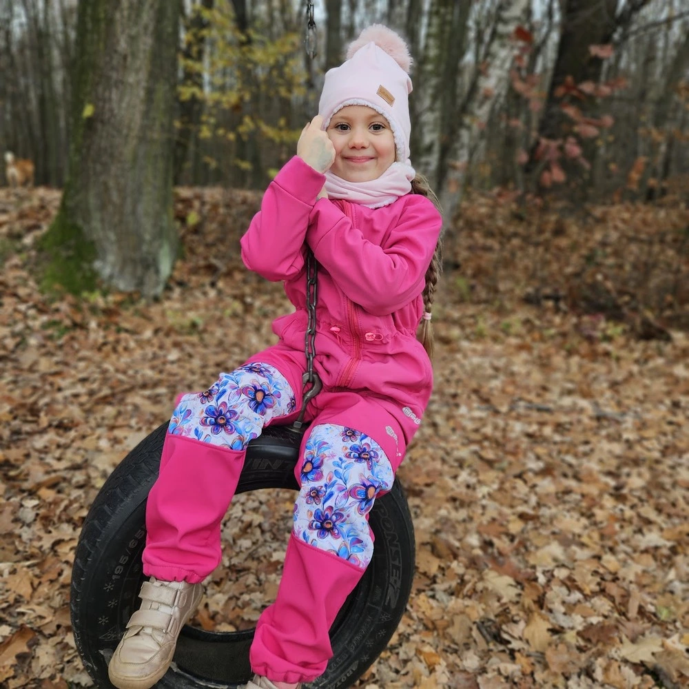 Dětská softshellová parka - malinová