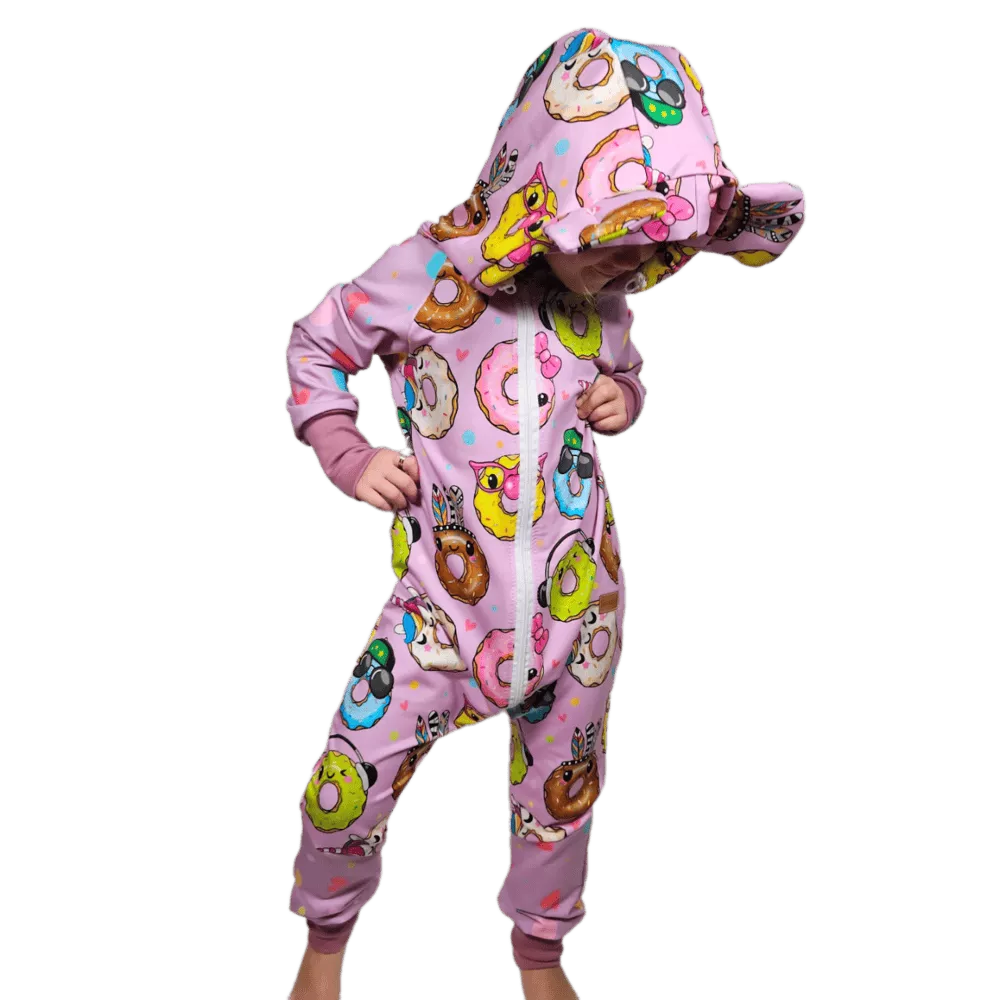 Dětský rostoucí teplákový overal - Party donuts