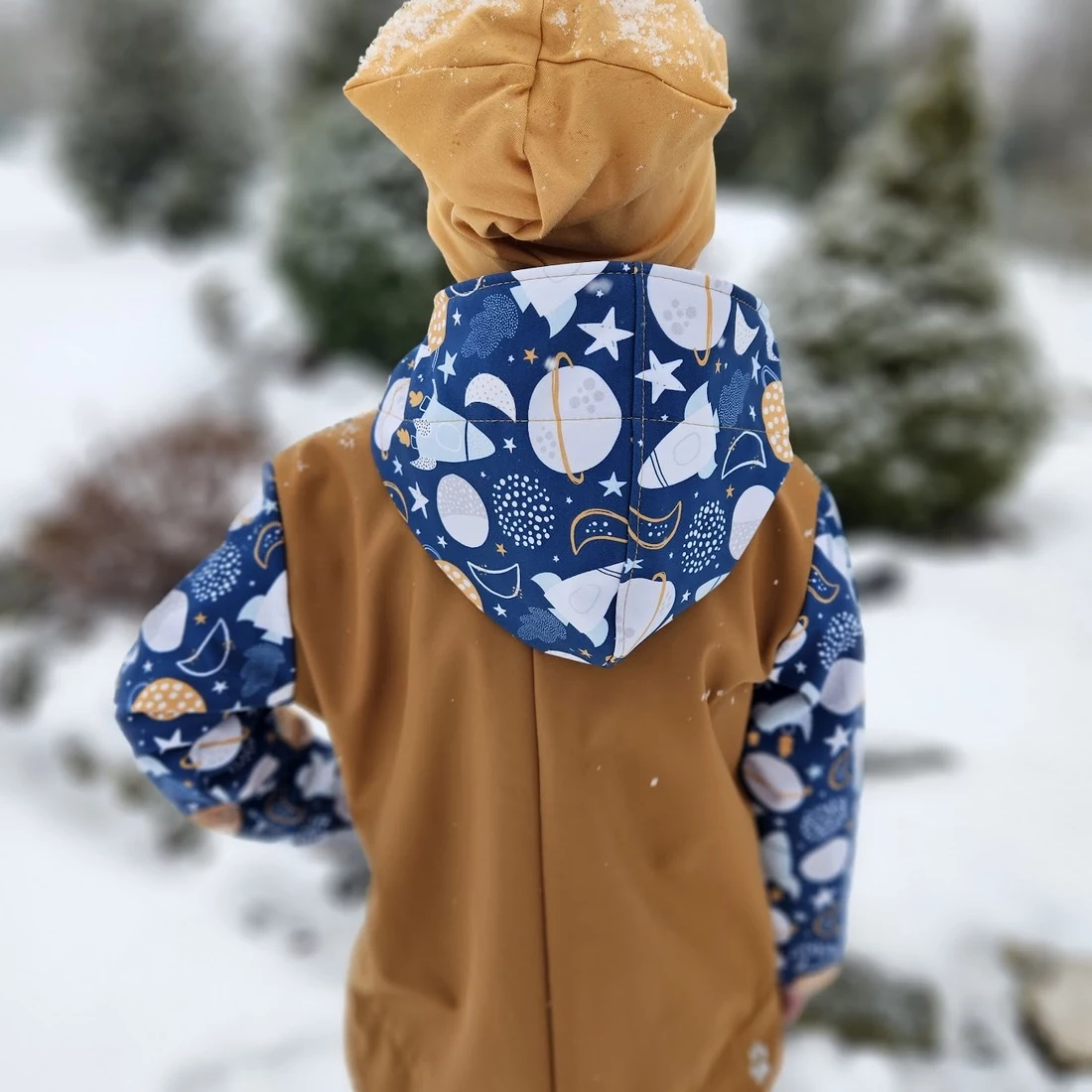 Dětská softshellová bunda "parka"- Planety a rakety