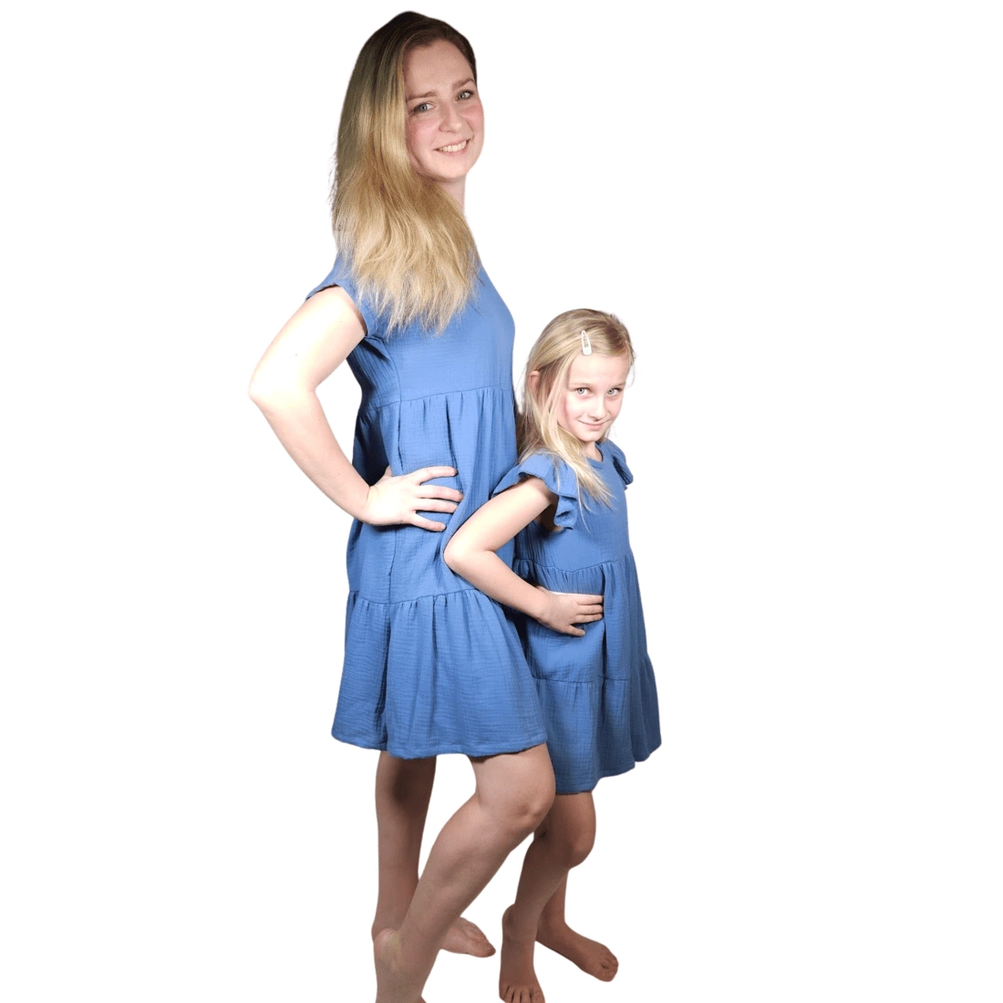 Dámské mušelínové šaty Me & Mini - džínově modrá