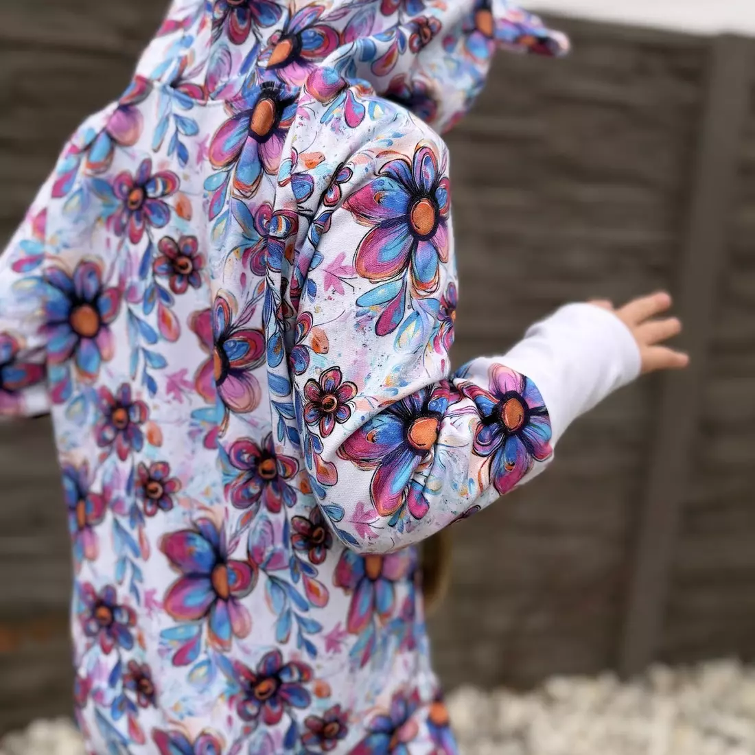 Dětský rostoucí teplákový overal - pastelové květy