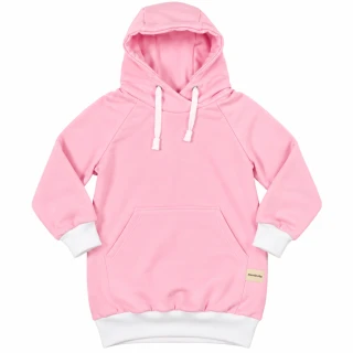 Prodloužená dětská mikina s kapucí - Baby pink