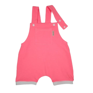 Dětské laclové kalhoty krátké - neonově růžové