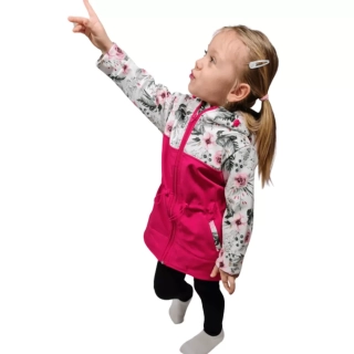 Dětská softshellová parka - růže v kapradí sklad vel. 92/98