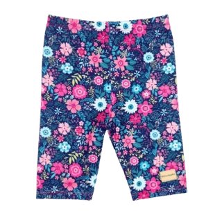 Dětské třičtvrteční legíny - kytičky na modrém