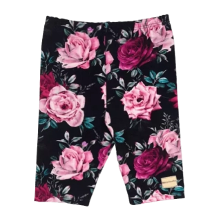Dětské třičtvrteční legíny - kytičky na černém