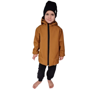 Dětská softshellová bunda "parka"- hnědá