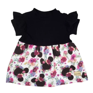 Dětské šaty s volánkama - Mickey s kytičkami
