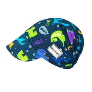 Dětský šátek na hlavu s kšiltem - barevní dinosauři