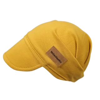 Dětský šátek na hlavu s kšiltem - hořčice