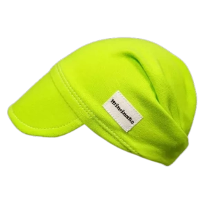 Dětský šátek na hlavu s kšiltem - neonově zelený