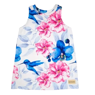 Dětské nátělníkové šaty - kolibřík