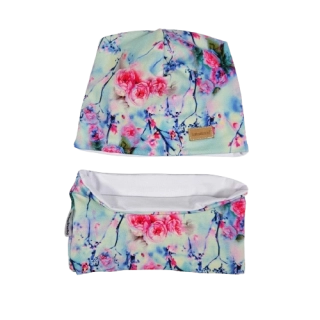 Dětská čepice + nákrčník ZDARMA - flowers vel. 9-12m