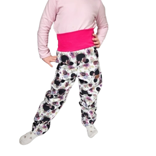 Dětské softshellové kalhoty - Mickey s kytičkami malinová