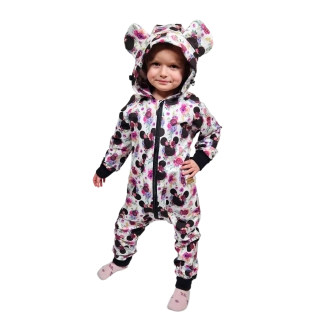 Dětský rostoucí teplákový overal - Mickey s kytičkami