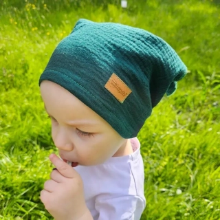 Dětský mušelínový šátek - petrolejová zelená