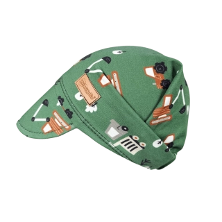 Dětský šátek na hlavu s kšiltem - Traktor a bagr