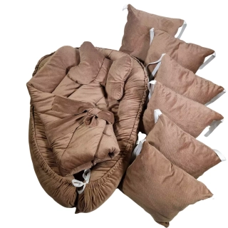 Set do postýlky - 4 dílná sada světle hnědý velvet