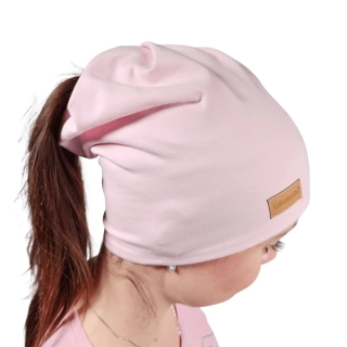 Čepice s průvlekem na culík - Baby pink
