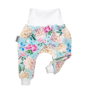 Dětské tepláčky kytky na mentolovém