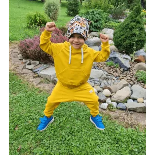 Dětská mikina s kapucí - hořčice